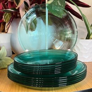 Arcoroc France Jardiniere Vintage 1970’s Turquoise Plate Set EUC